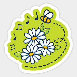 Flowers bee art Sticker